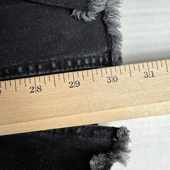 Free People Jeans Women's 26x30* Flare Skinny Black Raw Split Hem Denim Tag 27R - Picture 12 of 16
